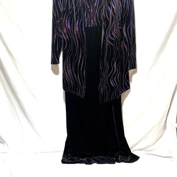 ONYX NITE Long Dress & Jacket by Wendy Chaitin Purple Pink Sparkly On Black VTG - Picture 2 of 7